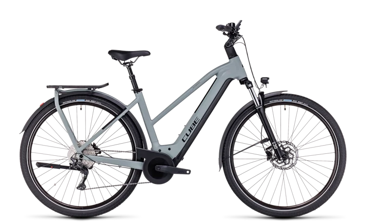 Vélo électrique ville Cube Kathmandu Hybrid One 750 wh – cadre trapèze – gris swamp et noir